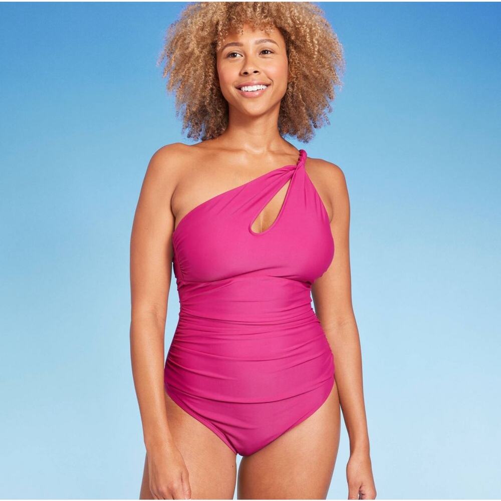 Women's One Shoulder Twist One Piece Swimsuit - Shade & Shore XL - Picture 7 of 7